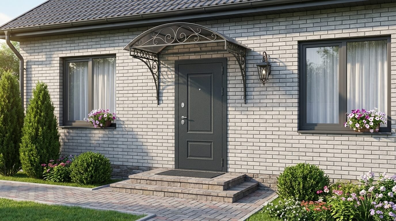 Входная дверь для частного дома МеталЮр 3К M70 в порошково-полимерной окраске графит