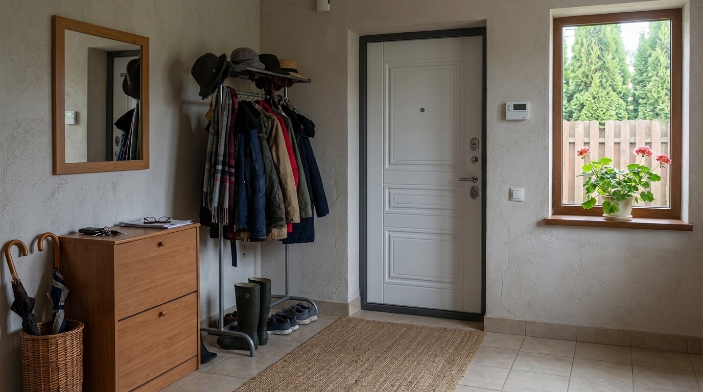 Входная дверь для частного дома МеталЮр 3К M52 белая для неотапливаемого тамбура