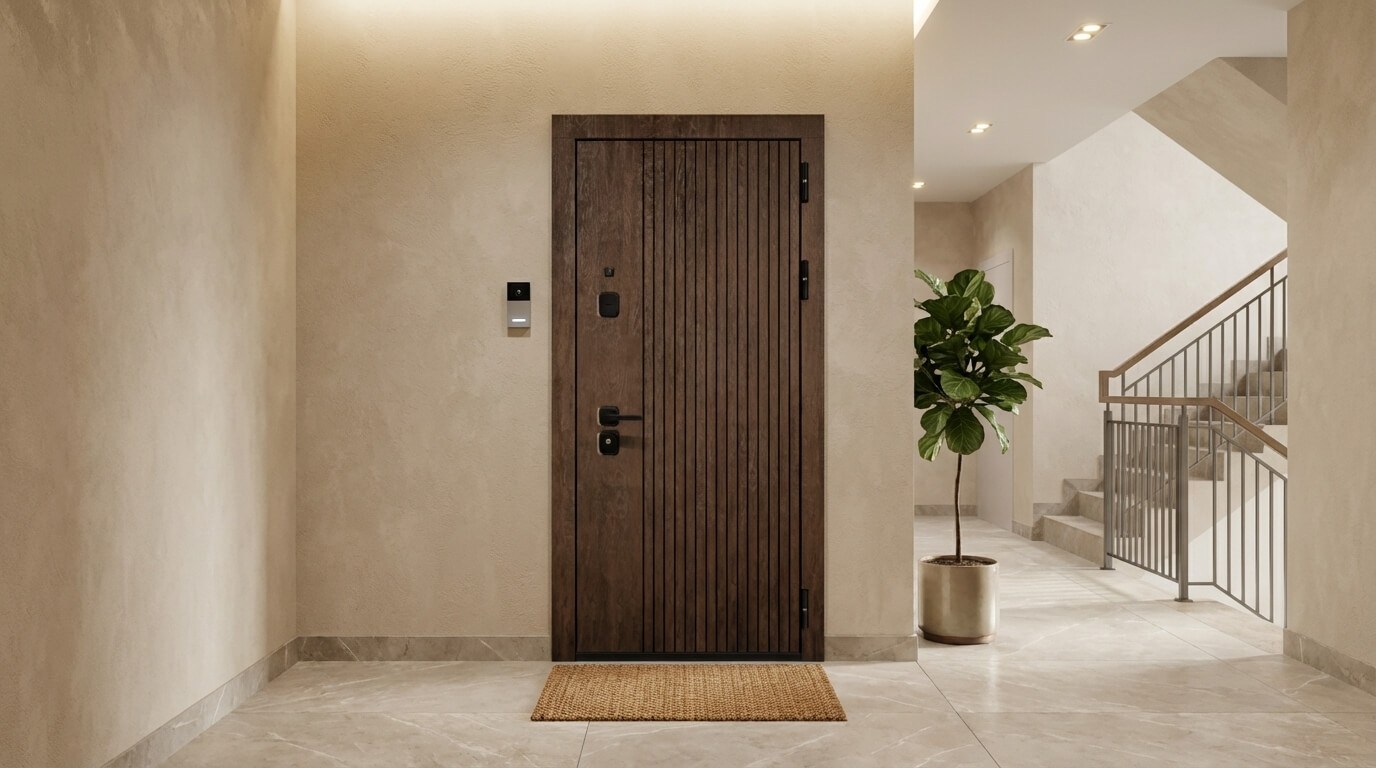 Входная дверь для квартиры Акцент из коллекции Сталлер (Staller) с покрытием под дерево