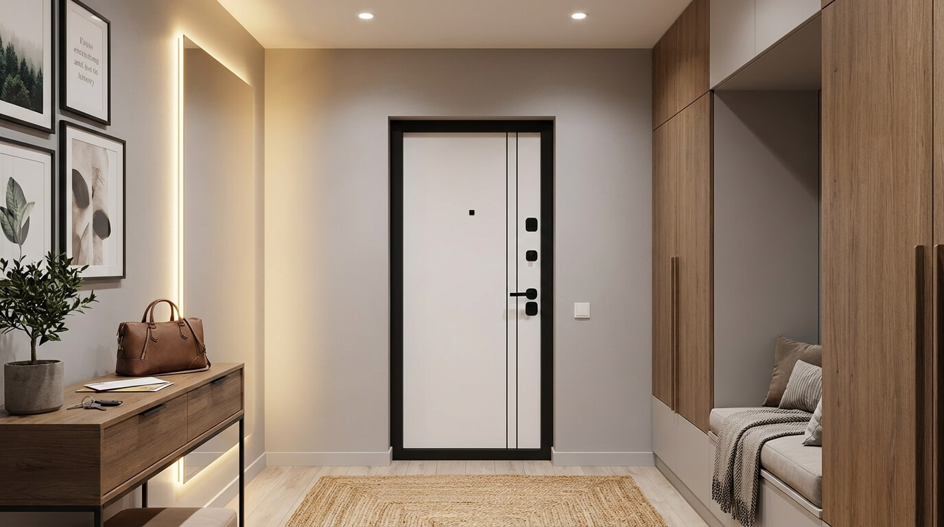 Входная дверь для квартиры Молден с вертикальными полосами из коллекции Сталлер (Staller)